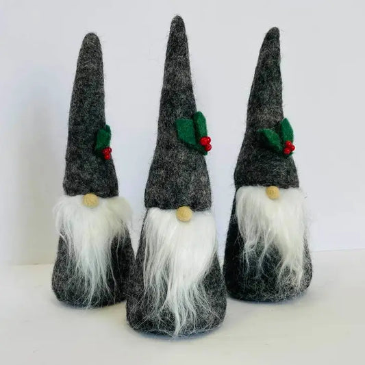 Home Decor - Gnome - Embroidered Green Holly