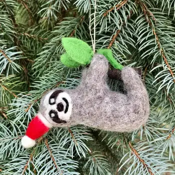 Ornament - Sloth with Santa Hat