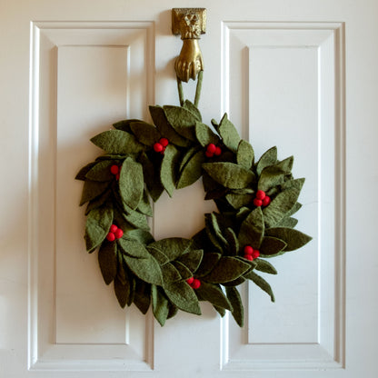 Home Decor - Wreath - Green with Red Holly Berries