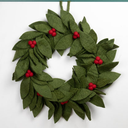 Home Decor - Wreath - Green with Red Holly Berries