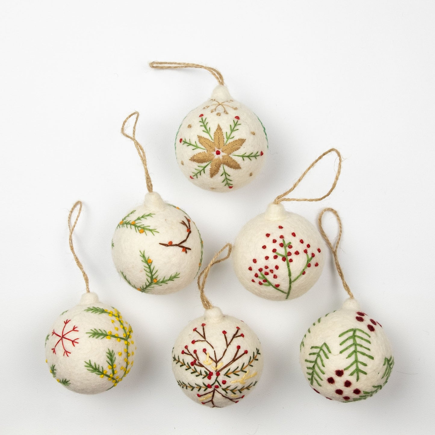 Ornament - White Christmas Balls - Set of 6